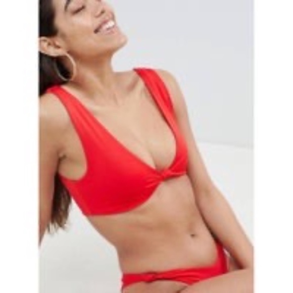 NWT TWIIN Pamela Knot Bikini Top Red L - Picture 2 of 16
